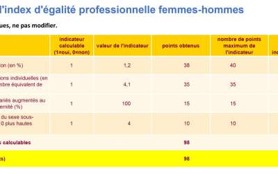 Un indice d'égalité Femmes Hommes en hausse